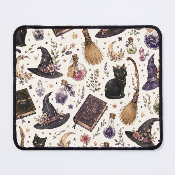 Item preview, Witchy Halloween Black Cat Magic Pattern designed and sold by DreamPixelPrint.