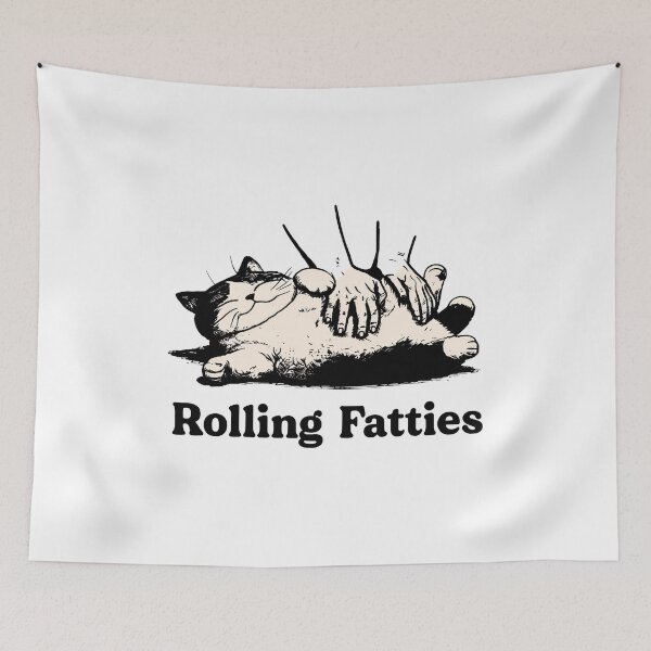Item preview, Rolling Fatties Cat Petting Funny Animal Illustration designed and sold by OlyvieArt.