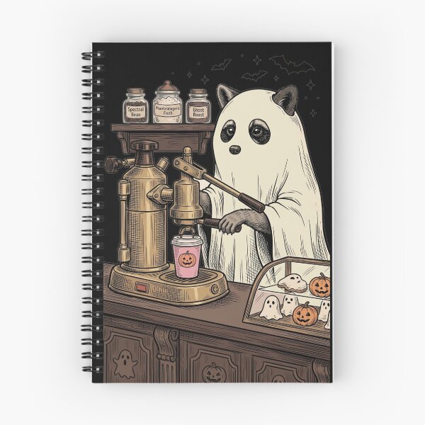 Item preview, Vintage Raccoon Ghost Costume Coffee Barista Halloween designed and sold by InkRebelprint.