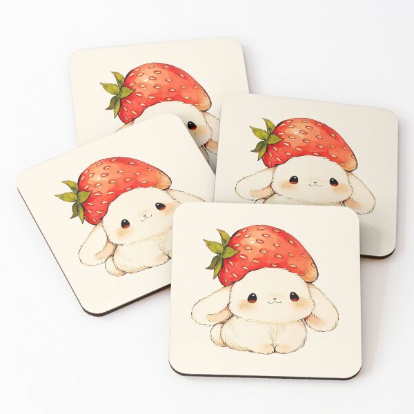 Item preview, Kawaii Bunny Wearing Strawberry Hat designed and sold by jianina-alondra.