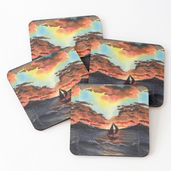 Item preview, Towards the Light | Sunset Sailboat Watercolour designed and sold by ArithraStudio.
