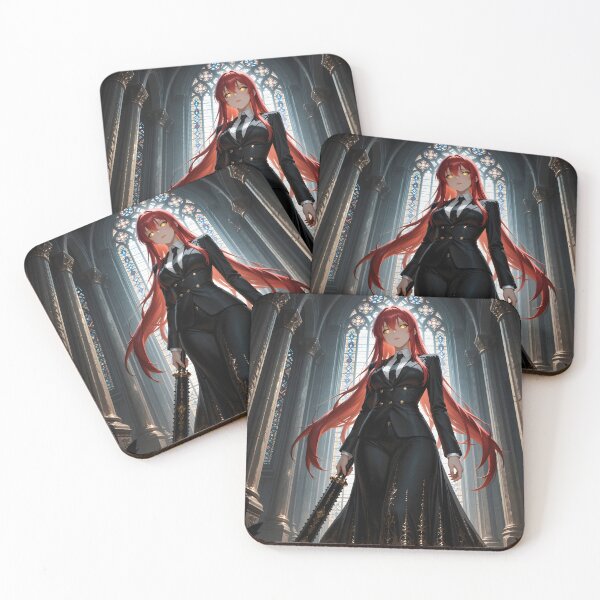 Item preview, Red-Haired Gothic Swordswoman in a Stained Glass Cathedral designed and sold by Killington.