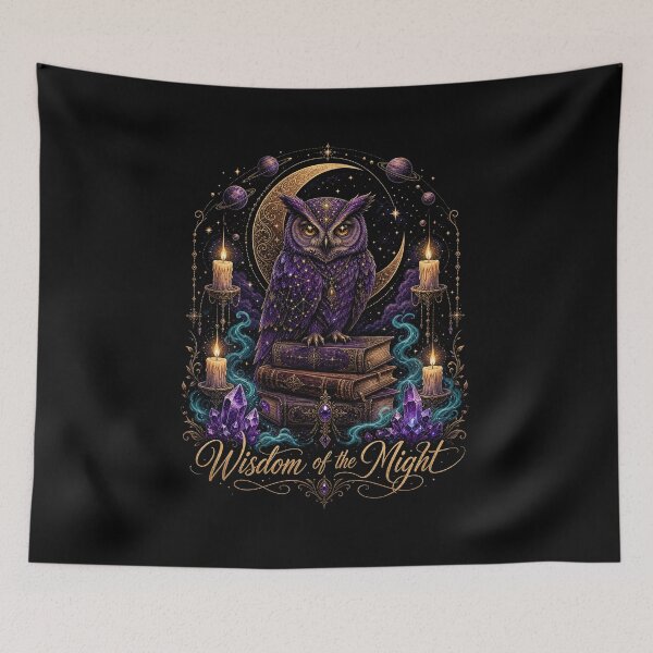 Item preview, Wisdom of the Night – Mystical Owl Library Art designed and sold by CosmicFlora Studio.