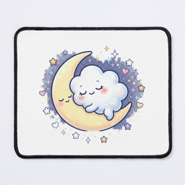 Item preview, Cute Kawaii Sleeping Cloud on Moon designed and sold by Tinydoodlenest .