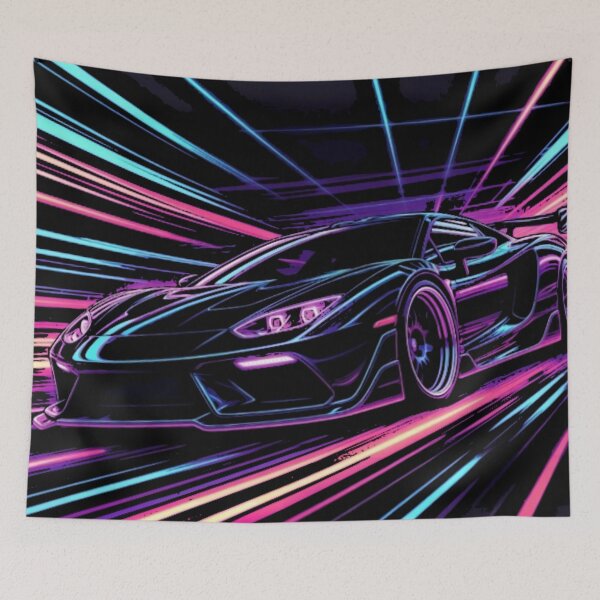 Item preview, Neon Synthwave Supercar | Retro Futuristic Cyberpunk Speed Art designed and sold by Nexus Space.