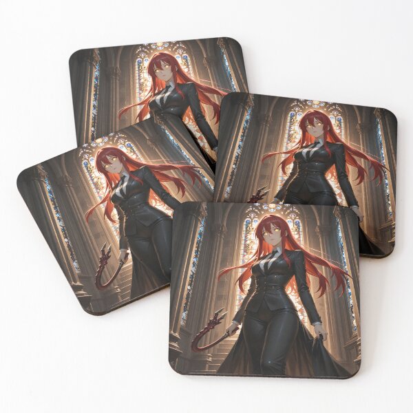 Item preview, Crimson-Haired Dark Fantasy Warrior in a Gothic Cathedral designed and sold by Killington.