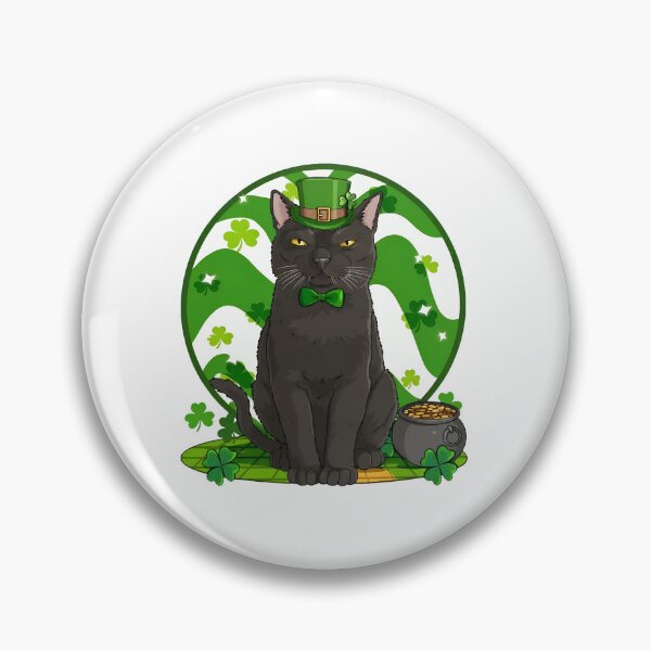 Item preview, Black Cat Leprechaun Hat Shamrock Pot O Gold Art designed and sold by OlyvieArt.