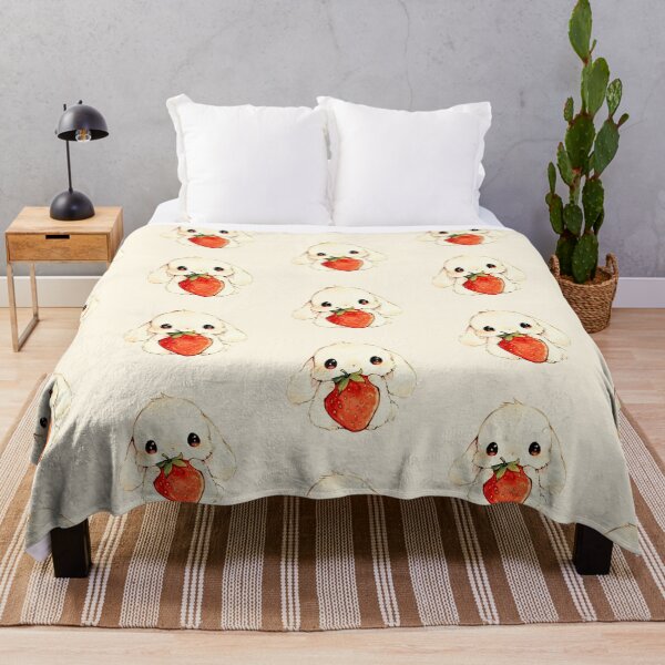 Item preview, Kawaii Bunny Hugging Strawberry Illustration designed and sold by jianina-alondra.