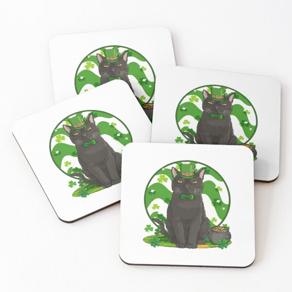 Item preview, Black Cat Leprechaun Hat Shamrock Pot O Gold Art designed and sold by OlyvieArt.