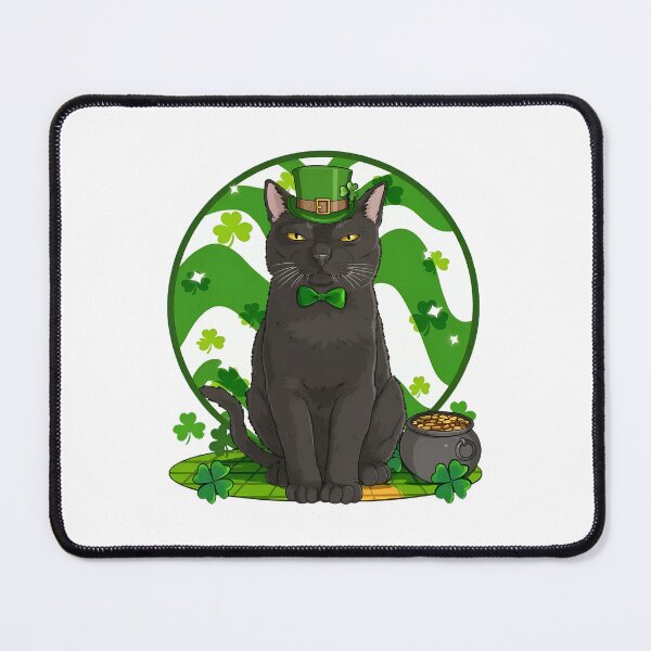 Item preview, Black Cat Leprechaun Hat Shamrock Pot O Gold Art designed and sold by OlyvieArt.