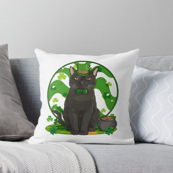 Item preview, Black Cat Leprechaun Hat Shamrock Pot O Gold Art designed and sold by OlyvieArt.