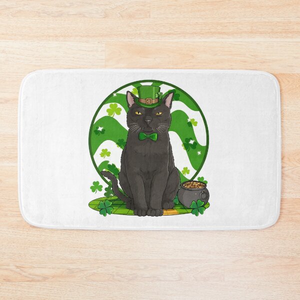 Item preview, Black Cat Leprechaun Hat Shamrock Pot O Gold Art designed and sold by OlyvieArt.