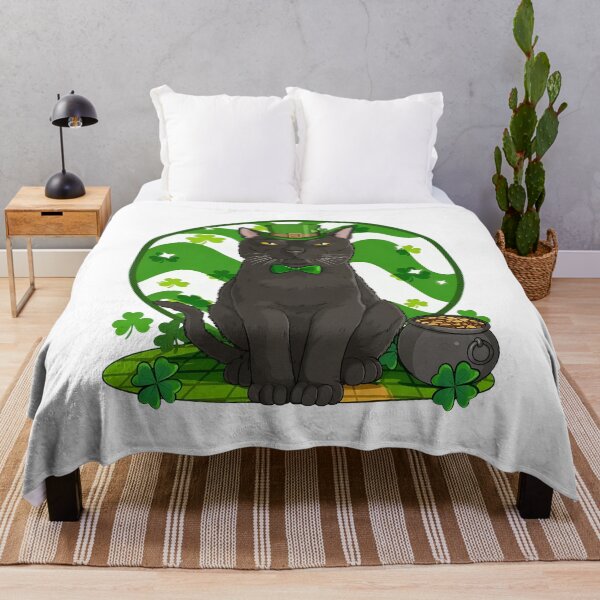 Item preview, Black Cat Leprechaun Hat Shamrock Pot O Gold Art designed and sold by OlyvieArt.