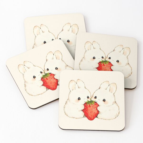 Item preview, Cute Strawberry Bunny Couple Illustration designed and sold by jianina-alondra.