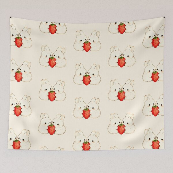 Item preview, Cute Strawberry Bunny Couple Illustration designed and sold by jianina-alondra.