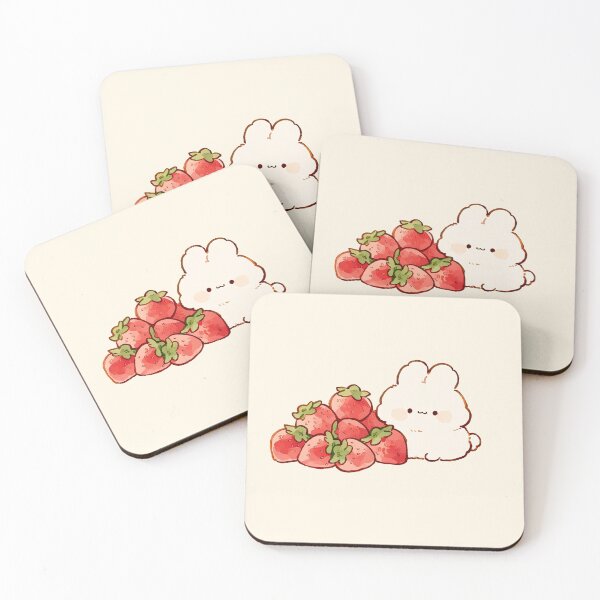Item preview, Kawaii Bunny With Strawberries Illustration designed and sold by jianina-alondra.