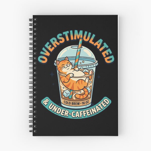 Item preview, Overstimulated & Under-Caffeinated Orange Cat T-Shirt Funny Neurodivergent & Introvert Mood Tee designed and sold by KreatoLab.