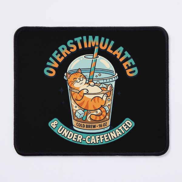 Item preview, Overstimulated & Under-Caffeinated Orange Cat T-Shirt Funny Neurodivergent & Introvert Mood Tee designed and sold by KreatoLab.