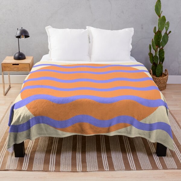 Item preview, Mid Century Modern Wavy Sun Throw Pillow in Lavender and Peach Pastel Dreams designed and sold by nineFlorals.