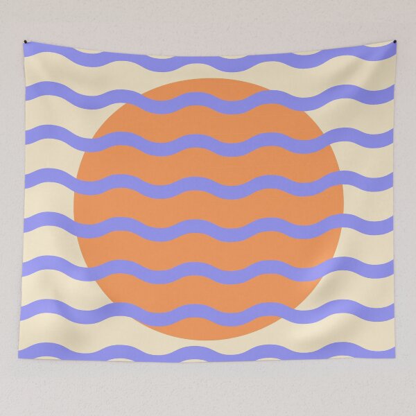 Item preview, Mid Century Modern Wavy Sun Throw Pillow in Lavender and Peach Pastel Dreams designed and sold by nineFlorals.