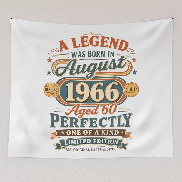 Item preview, A Legend Born in August 1966 60th Birthday Vintage Gift designed and sold by FernaRoje.