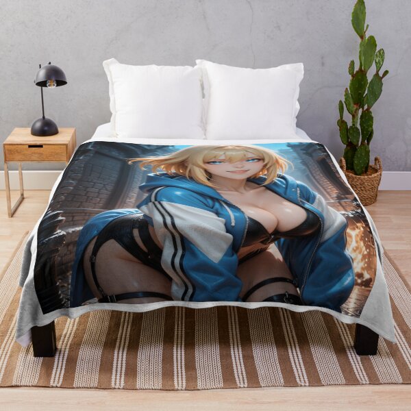 Item preview, Blonde Anime Street Girl in Blue Oversized Hoodie designed and sold by Killington.
