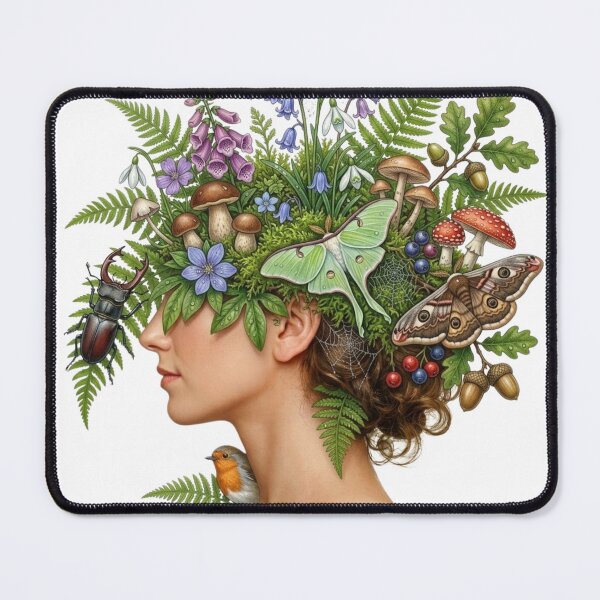 Item preview, Enchanting forest ecosystem growing from a woman's profile designed and sold by EverBranz-stor.