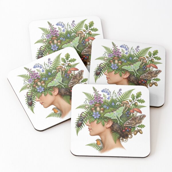 Item preview, Enchanting forest ecosystem growing from a woman's profile designed and sold by EverBranz-stor.