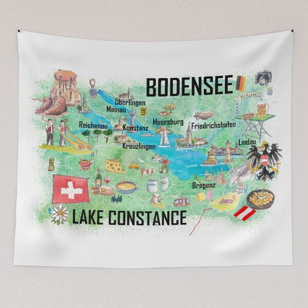 Item preview, Lake Constance Bodensee Illustrated Travel Map designed and sold by artshop77.