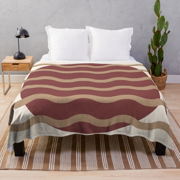 Item preview, Mid Century Modern Wavy Sun Throw Pillow in Cappuccino Latte designed and sold by nineFlorals.