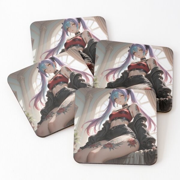Item preview, Pastel Twin-Tail Anime Woman with Rose Tattoos designed and sold by Killington.