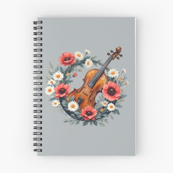 Item preview, Violin in a Floral Wreath with Poppies and Daisies designed and sold by Art-Arcade6.