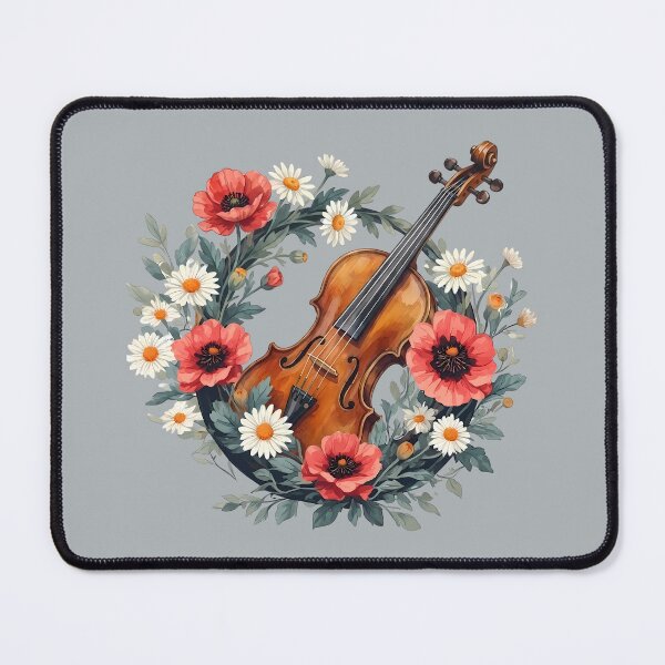 Item preview, Violin in a Floral Wreath with Poppies and Daisies designed and sold by Art-Arcade6.