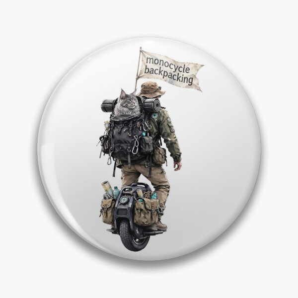 Item preview, Unicycle Backpacking Adventure with a Maine Coon Cat designed and sold by m-y-A-I-A-R-T-.