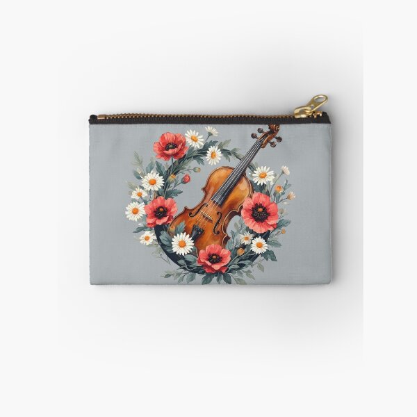 Item preview, Violin in a Floral Wreath with Poppies and Daisies designed and sold by Art-Arcade6.