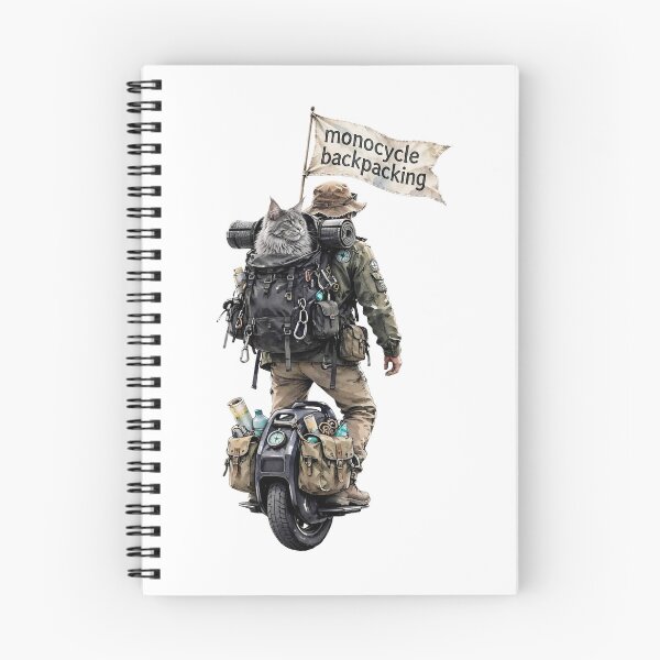 Item preview, Unicycle Backpacking Adventure with a Maine Coon Cat designed and sold by m-y-A-I-A-R-T-.