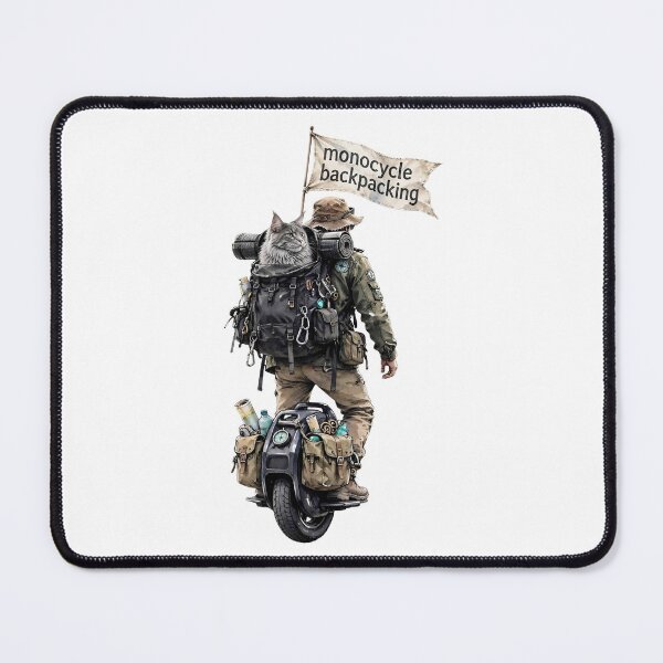 Item preview, Unicycle Backpacking Adventure with a Maine Coon Cat designed and sold by m-y-A-I-A-R-T-.
