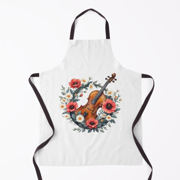 Item preview, Violin in a Floral Wreath with Poppies and Daisies designed and sold by Art-Arcade6.