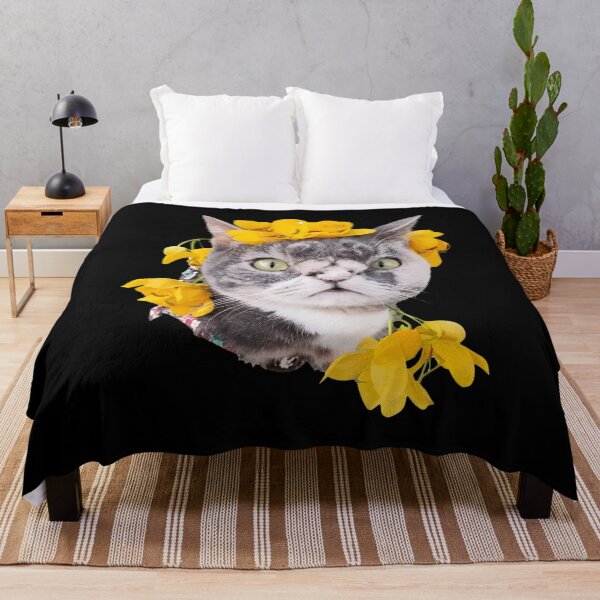 Item preview, Whimsical Cat with Yellow Flower Crown Portrait designed and sold by Dmo3HarkoArt.