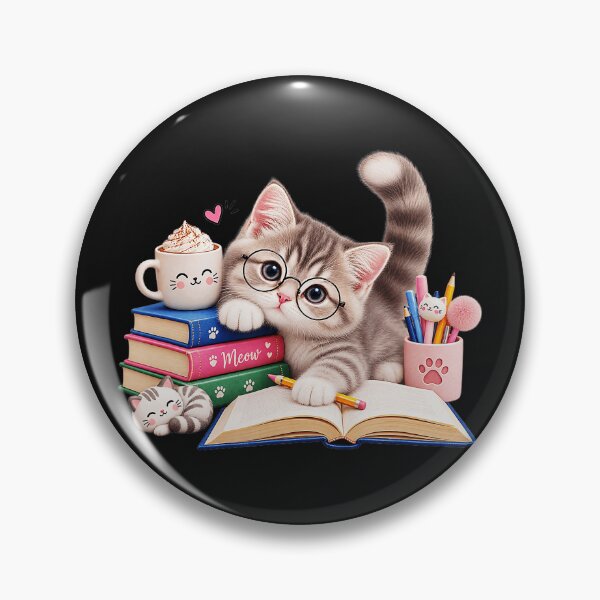 Item preview, Meow Studying Cat Bookworm Reader Student designed and sold by BrockmeyeSB.