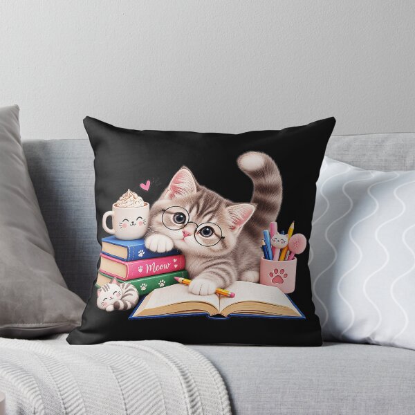 Item preview, Meow Studying Cat Bookworm Reader Student designed and sold by BrockmeyeSB.