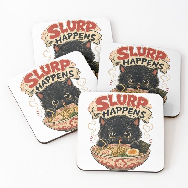 Item preview, Slurp Happens Cute Black Cat Ramen Japanese Kawaii designed and sold by SoulTreasures.