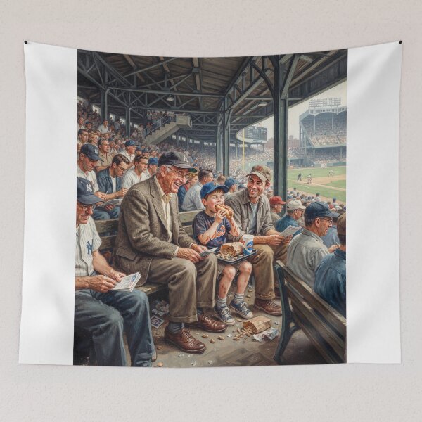 Item preview, Grandpa Grandson Father Enjoying A Baseball Game designed and sold by Home Decor Art.