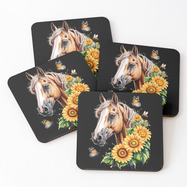 Item preview, Horse Sunflowers Butterflies Bee Nature Lover designed and sold by BrockmeyeSB.
