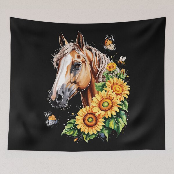 Item preview, Horse Sunflowers Butterflies Bee Nature Lover designed and sold by BrockmeyeSB.