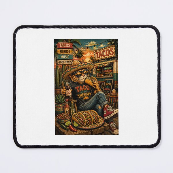 Item preview, Vintage Taco Cat Mexican Food Retro Illustration designed and sold by lovepower.
