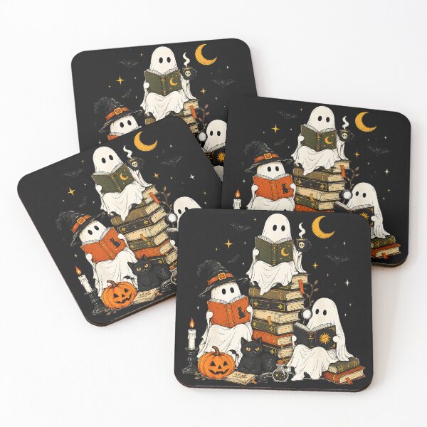 Item preview, Halloween Ghosts Reading Books Witch Cat Spooky Autumn designed and sold by BrockmeyeSB.