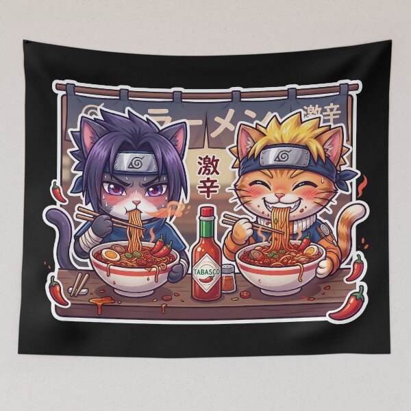 Item preview, Gatos Ninja del Ramen Picante: El Desafío de los Fideos Picantes con Tabasco designed and sold by CuteKats.