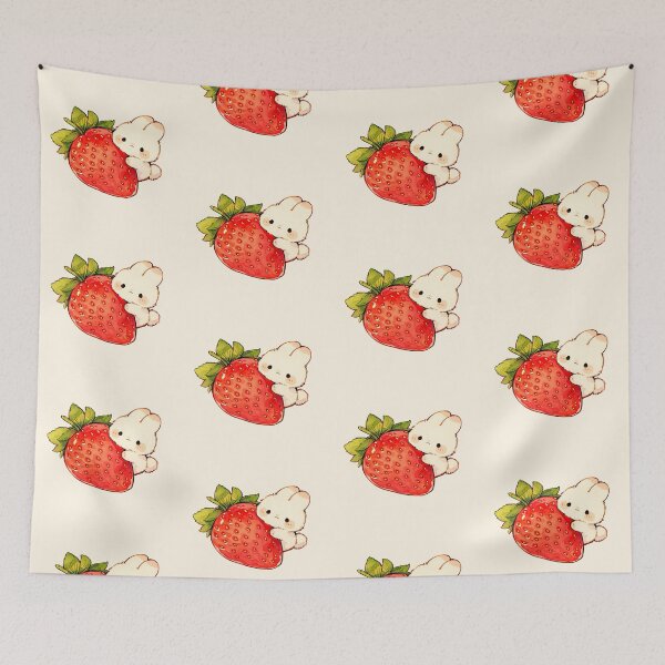 Item preview, Cute Bunny With Giant Strawberry designed and sold by jianina-alondra.