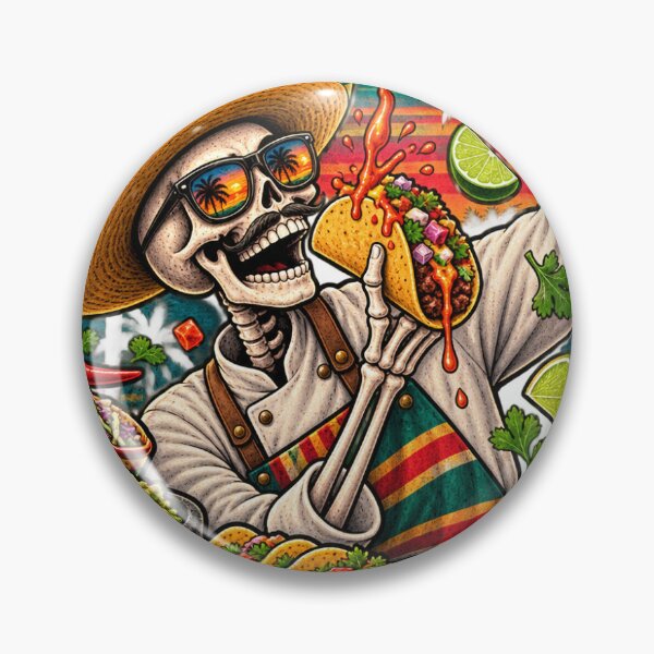 Item preview, Vintage Skeleton Taco Chef Mexican Food Illustration designed and sold by lovepower.